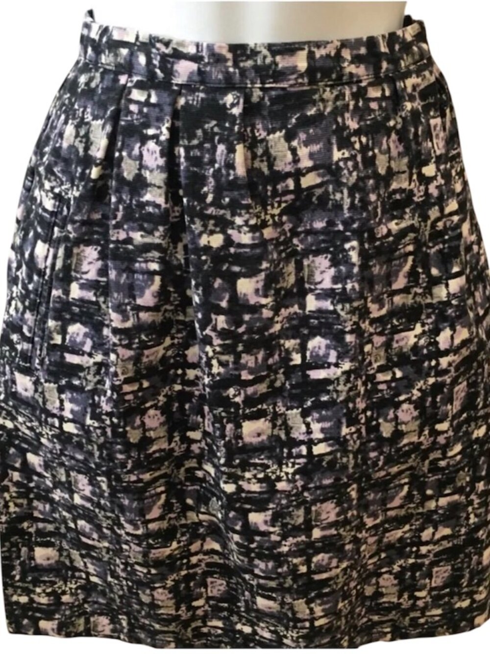 Michael Kors Round Skirt Blue Purple Geometric Print with Pockets Size 6